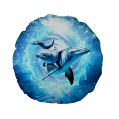 Dolphin Blue Fantasy Standard 15  Premium Round Cushions by Loisa77