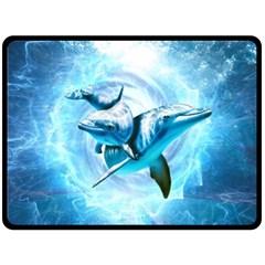 Dolphin Blue Fantasy Two Sides Fleece Blanket (large) by Loisa77