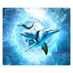 Dolphin Blue Fantasy Two Sides Premium Plush Fleece Blanket (kids Size) by Loisa77