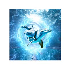 Dolphin Blue Fantasy Square Satin Scarf (30  X 30 ) by Loisa77