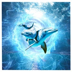 Dolphin Blue Fantasy Wooden Puzzle Square by Loisa77