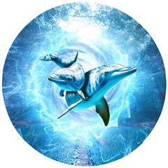 Dolphin Blue Fantasy Wooden Puzzle Round by Loisa77