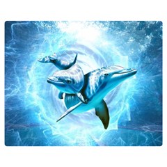 Dolphin Blue Fantasy Premium Plush Fleece Blanket (medium) by Loisa77