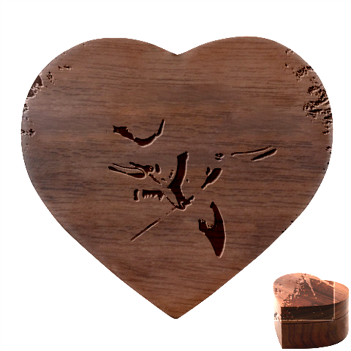 Dolphin Blue Fantasy Heart Wood Jewelry Box