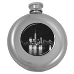 Nyc New York Skyline City Buildings Round Hip Flask (5 oz) Front