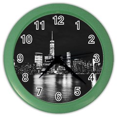 Nyc New York Skyline City Buildings Color Wall Clock by Loisa77