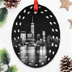 Nyc New York Skyline City Buildings Oval Filigree Ornament (two Sides) by Loisa77