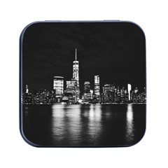 Nyc New York Skyline City Buildings Square Metal Box (black) by Loisa77