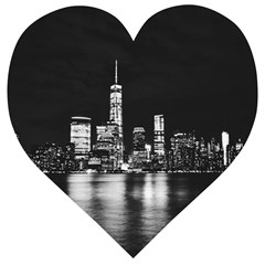 Nyc New York Skyline City Buildings Wooden Puzzle Heart by Loisa77