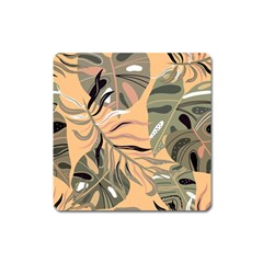 Leaves Monstera Picture Print Pattern Square Magnet by Ravend