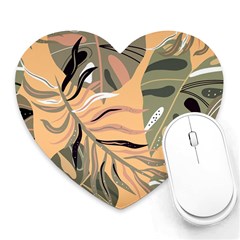 Leaves Monstera Picture Print Pattern Heart Mousepad by Ravend