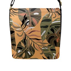 Leaves Monstera Picture Print Pattern Flap Closure Messenger Bag (l) by Ravend