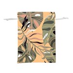 Leaves Monstera Picture Print Pattern Lightweight Drawstring Pouch (L) Front