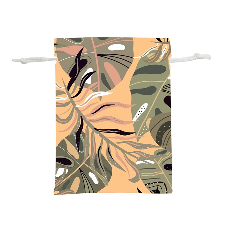 Leaves Monstera Picture Print Pattern Lightweight Drawstring Pouch (L)