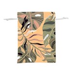 Leaves Monstera Picture Print Pattern Lightweight Drawstring Pouch (L) Back