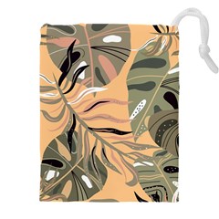 Leaves Monstera Picture Print Pattern Drawstring Pouch (5xl) by Ravend