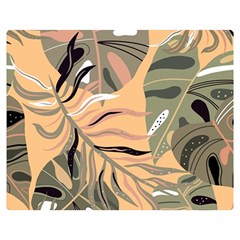 Leaves Monstera Picture Print Pattern Premium Plush Fleece Blanket (Medium)