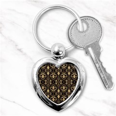 Vintage Batik Art Architecture Pattern Key Chain (heart) by Ravend