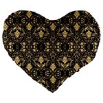 Vintage Batik Art Architecture Pattern Large 19  Premium Flano Heart Shape Cushions Front