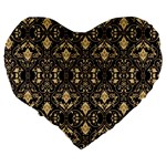 Vintage Batik Art Architecture Pattern Large 19  Premium Flano Heart Shape Cushions Back