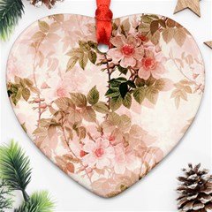 Flower Plant Vintage Retro Heart Ornament (two Sides)