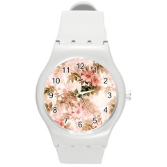 Flower Plant Vintage Retro Round Plastic Sport Watch (m) by Ravend