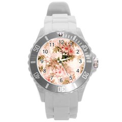 Flower Plant Vintage Retro Round Plastic Sport Watch (l) by Ravend