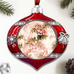 Flower Plant Vintage Retro Metal Snowflake And Bell Red Ornament by Ravend