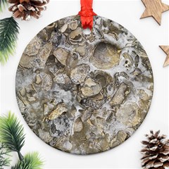 Fossilized Seashell Texture Print Design Bk Ornament (round) by dflcprintsclothing