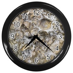 Fossilized Seashell Texture Print Design Bk Wall Clock (black) by dflcprintsclothing