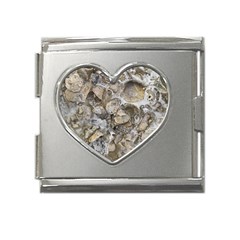 Fossilized Seashell Texture Print Design Bk Mega Link Heart Italian Charm (18mm) by dflcprintsclothing