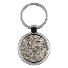 Fossilized Seashell Texture Print Design Bk Key Chain (round) by dflcprintsclothing