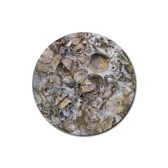 Fossilized Seashell Texture Print Design Bk Rubber Coaster (round) by dflcprintsclothing