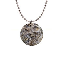 Fossilized Seashell Texture Print Design Bk 1  Button Necklace by dflcprintsclothing