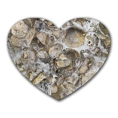 Fossilized Seashell Texture Print Design Bk Heart Mousepad by dflcprintsclothing