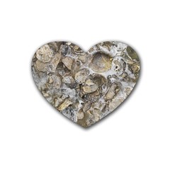 Fossilized Seashell Texture Print Design Bk Rubber Coaster (heart) by dflcprintsclothing