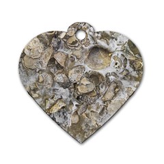 Fossilized Seashell Texture Print Design Bk Dog Tag Heart (two Sides) by dflcprintsclothing