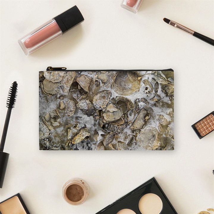 Fossilized Seashell Texture Print Design Bk Cosmetic Bag (Small)