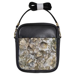 Fossilized Seashell Texture Print Design Bk Girls Sling Bag by dflcprintsclothing