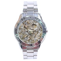 Fossilized Seashell Texture Print Design Bk Stainless Steel Analogue Watch by dflcprintsclothing