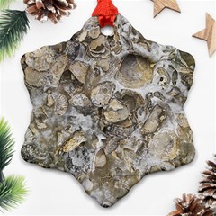 Fossilized Seashell Texture Print Design Bk Ornament (snowflake)