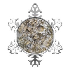 Fossilized Seashell Texture Print Design Bk Metal Small Snowflake Ornament by dflcprintsclothing