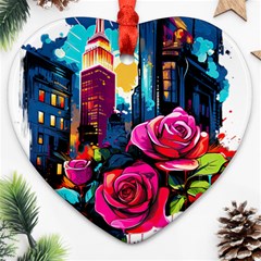 City Rose 2-gigapixel-art-scale-4 00x Ornament (heart)