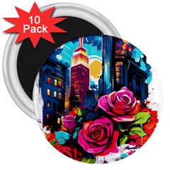 City Rose 2-gigapixel-art-scale-4 00x 3  Magnets (10 Pack)  by BrightWear