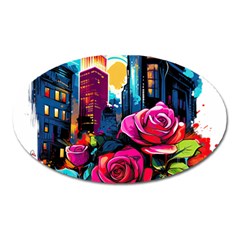 City Rose 2-gigapixel-art-scale-4 00x Oval Magnet by BrightWear