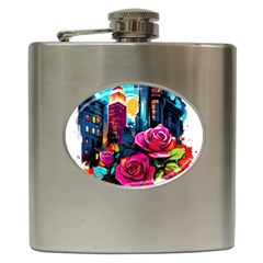 City Rose 2-gigapixel-art-scale-4 00x Hip Flask (6 Oz) by BrightWear