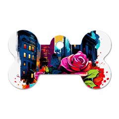 City Rose 2-gigapixel-art-scale-4 00x Dog Tag Bone (one Side) by BrightWear