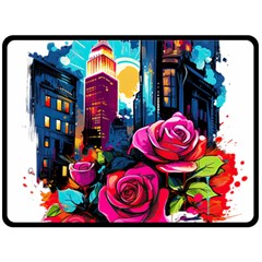 City Rose 2-gigapixel-art-scale-4 00x Fleece Blanket (large) by BrightWear