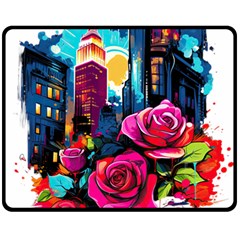 City Rose 2-gigapixel-art-scale-4 00x Fleece Blanket (medium) by BrightWear