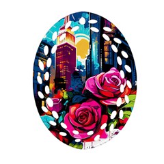 City Rose 2-gigapixel-art-scale-4 00x Ornament (oval Filigree)